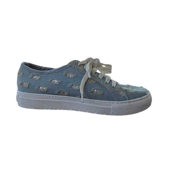 Corello Distressed Denim Sneakers Light Blue Size 7 - Picture 3 of 8